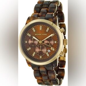 Michael Kors Women's Quartz Watch - Tortoiseshell Watch - Brown and Gold Watch